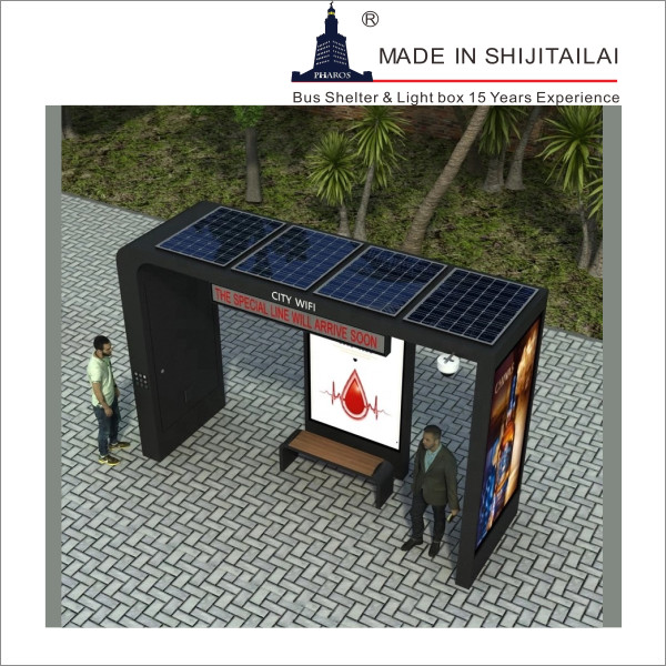 Buy Outdoor Light Box L4000mm Wifi Solar Bus Shelter at wholesale prices
