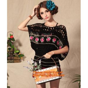Handmade Crochet Multicolour Three-Dimensional Rose Cutout Knitted Sweater Pull