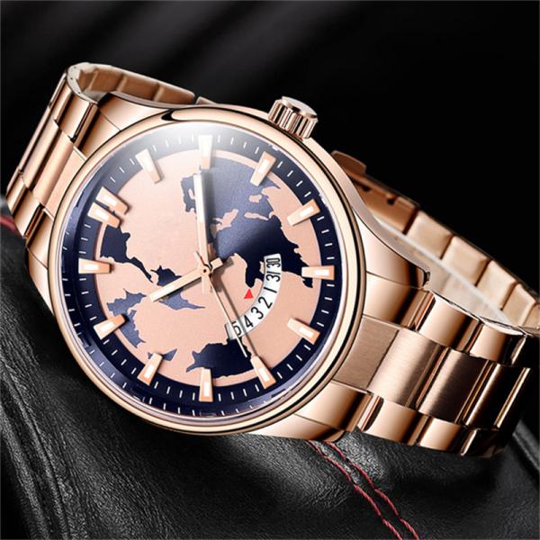 Outdoor Sports Quartz Watch Waterproof with Calendar Steel Band Multi Function