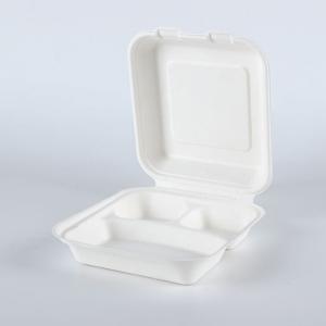 8 inches Biodegradable sugarcane bagasse 3 division disposable food packaging