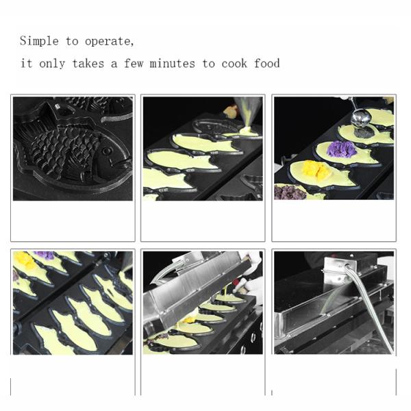 Stainless Steel Taiyaki Making Machine for Snack Equipment and 128x8x78mm Fish Size