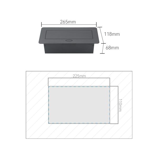 Multi Function Pop Up Socket Box close-up of USB charging ports