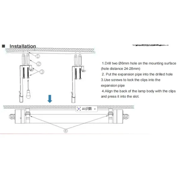 LED Tri-Proof Light Anti-Ammonia White Color Ik10 IP69K 0~10V Dim CCT Power Adjustable 170lm/W 1.6m for Diary Cow Sheep Farmyard Livestock