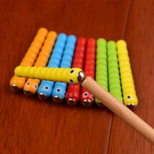 Wooden Bug Catching Game 5 Worms 1 Wooden Toys Accessories Montessori Educationa