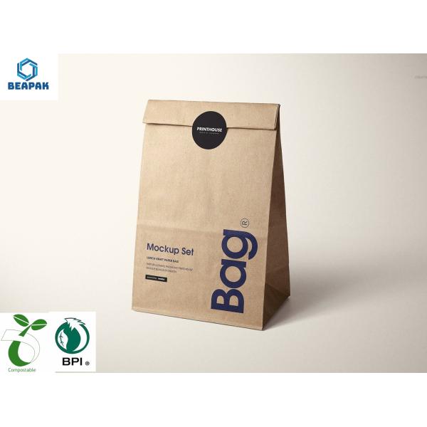 Sachet Biodegradable PLA Kraft Stand Up Paper Bags Eco Friendly
