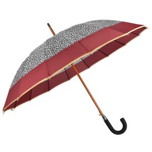 16 Ribs Wooden Shaft RPET Pongee Automatic Open Umbrella