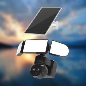 4MP Dual Lens Security Camera 6500K APP Remote Control Solar PTZ Camera