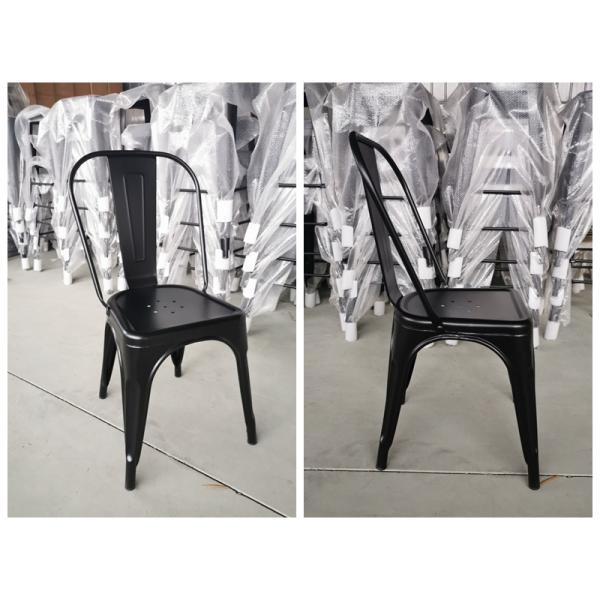 Metal dining chair close-up detail