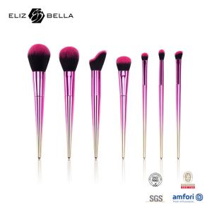 Gradient Plastic Handle 7pcs Cosmetic Brush Set Mixable Blusher Eye