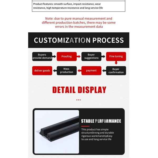 5mm To 1000mm ABS Profile ASA Profile PE Extrusion Plastic Wear Strip Abrasion Resistant