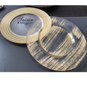 Disposable Glass Clear Charger Plates With Gold Rim Bulk Wedding