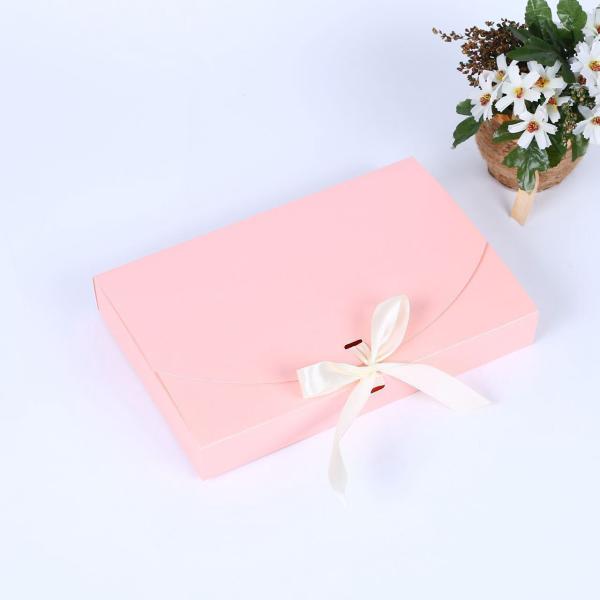 Custom Logo Square Kraft Cardboard Paper Gift Boxes With Ribbon Eco-Friendly Material
