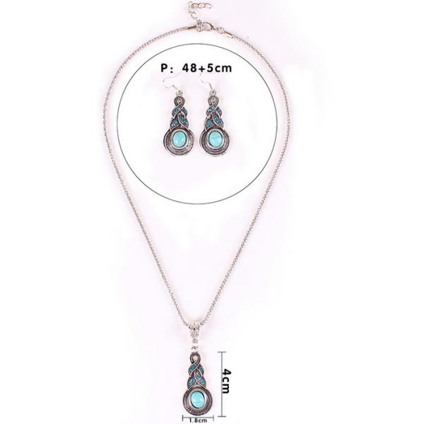 European and American classic retro antique silver plated diamond gourd shape turquoise