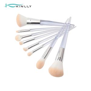 OEM 8PCS Complete Makeup Brush Set Quadrilateral Clear Plastic Handle