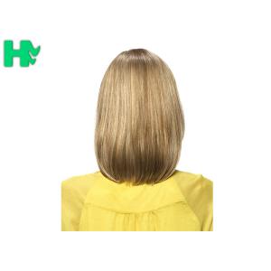 Natural Looking Light Blonde Bob Wig With Bangs High Temperature