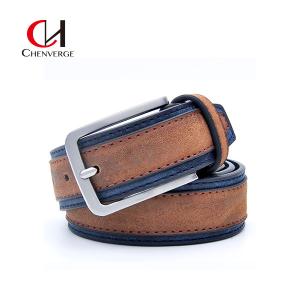 China OEM Men's Leather Belts Two Colors Splicing Casual Fashion Lengthened Pure Cowhide on sale