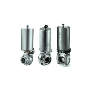 Pneumatic Actuated Sanitary Ss Butterfly Valve , Butt - Weld Air Actuated