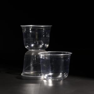 China U Shape 12oz PET Plastic Clear Disposable Cup With Dome/Flat Lid on sale
