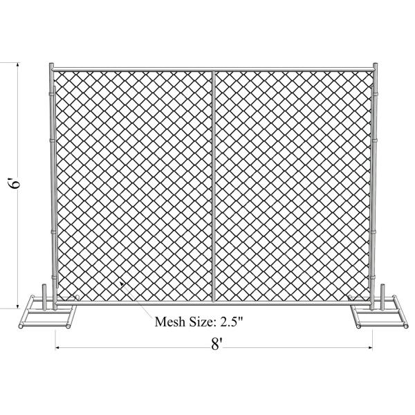 ASTM -A392-06 temporary chain link fence panels 6ft x 10ft construction fence