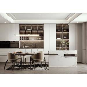 Custom Kitchen Storage Cupboard Cabinets with Quartz Stone Countertop