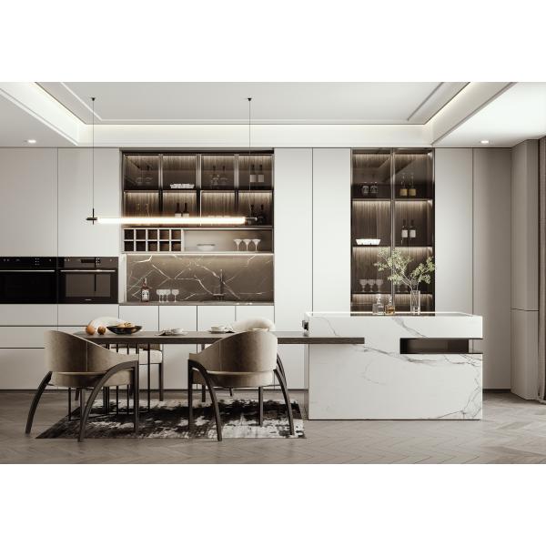 Buy Custom Kitchen Storage Cupboard Cabinets  with Quartz Stone Countertop at wholesale prices