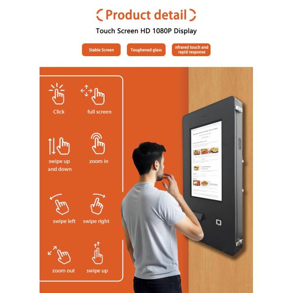 24" Outdoor Wall Mount Black Sunlight Readable Auto Vending Machine For Car Wash Payment