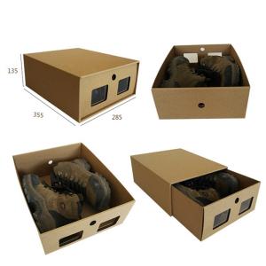Kraft Drawer Cardboard Clothing Packaging Corrugated Shoe Box With Partial