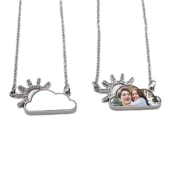 DIY Printing Silver Blank Sublimation Cloud Photo Necklace For Valentine'S Day Gifts Custom Picture Necklace