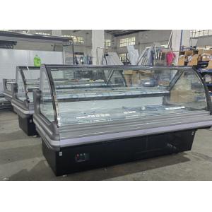 Commercial Refrigerated Showcase Cooked Food Display Cooler With Curved Glass