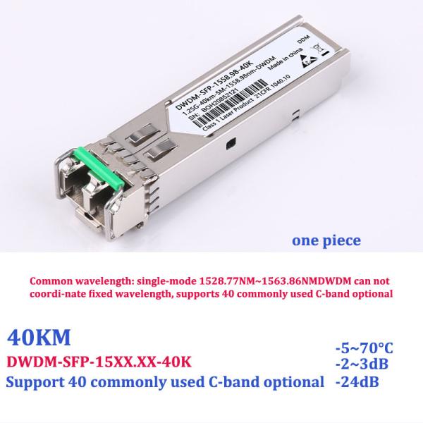 1.25G Dwdm Sfp Transceiver , Sfp Single Mode Module 1528.77nm-1563.86nm