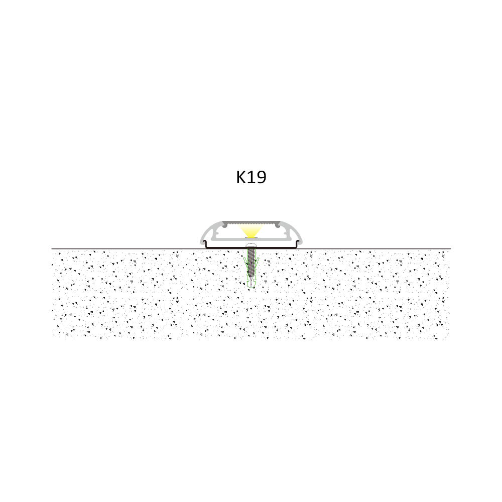 6063 LED Aluminum Channel K19 with W39.0 × H9.0mm Size and 2M/PCS Customized