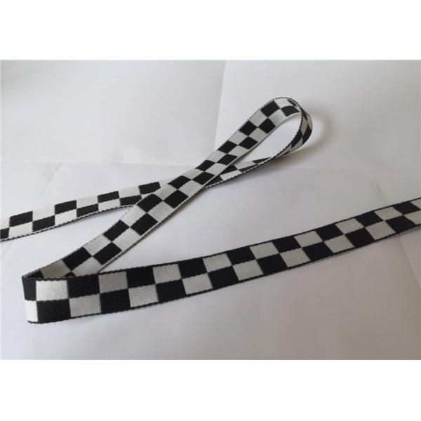 Buy 2 Cm Polyester Soft Jacquard Printed Elastic Ribbon Black And White Grid at wholesale prices