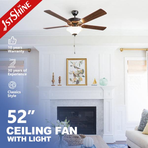 Buy Retro Ceiling Fan Trending New 5 MDF Blades With Lights Traditional Pull Chain at wholesale prices
