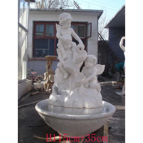 Garden Odm Stone Water Fountain Outdoor With Crane And Columns