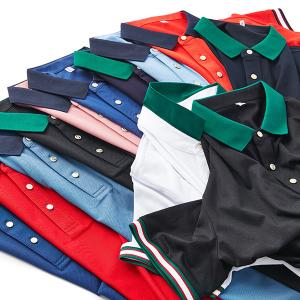 Men's Spring Summer Polo T Shirt with Knitted Fabric and Round Neck in 230 Gsm