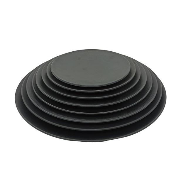 Camping Matte Black Melamine Salad Plate 14'' Non Toxic Round