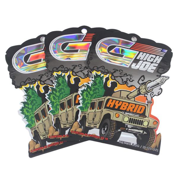 Weed Heat Sealable Die Cut Plastic Bags Irregular Shaped Zip Lock Custom