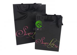 Quality Pink / Black Paper Shopping Bags Disposable Retail Paper Bags With Handles for sale
