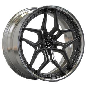 China 21inch 2 Piece Forged Wheels Aluminum Polished Lip Dark Grey Spokes For Audi RS6 Car Rims on sale