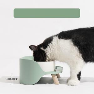 Pet Ceramic Cat Bowl Moon Half Double Bowl Cat Food Bowl Anti-Overturn
