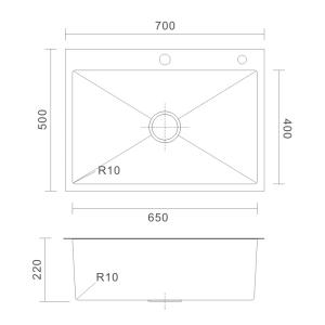 70x50 16 Gauge Undermount Stainless Steel Kitchen Sink