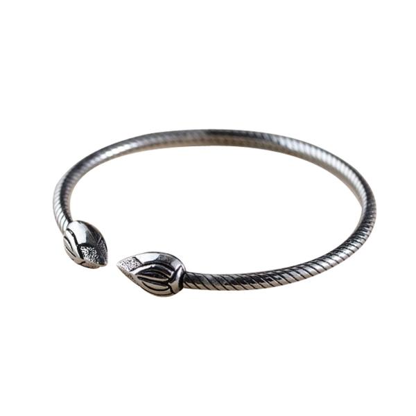 Buy Sterling Silver Lotus Flower Wire Cable Cuff Bracelet Women Bangle(SZ0199) at wholesale prices