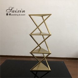 ZT-535 Saixin triangle gold metal flower stand for wedding table centerpieces