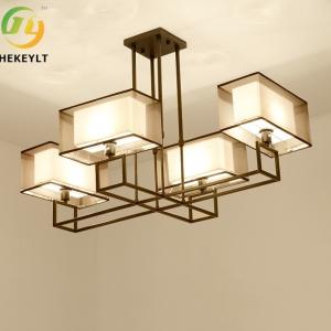 Study Bedroom LED Chandelier Lighting Dining Room Rectangular Ceiling Iron