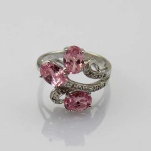 Fashion Jewelry 925 Silver Ring with Cubic Zircon Three Stones Ring(R0098)