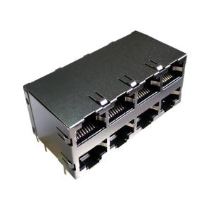 Quality DA4T104A1 / DU4T201A1 Stacked Rj45 2x4 Integrated Gigabit Ethernet Modular Jack for sale