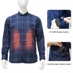 China Sheerfond Heated Long Sleeve Shirt , Flannel Heated Thermal Underwear Odm on sale