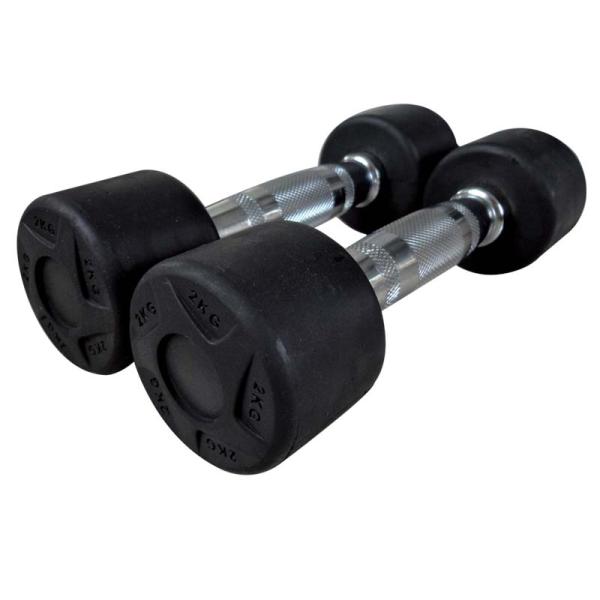 Wholesale Gym Fitness Weight Lifting Rubber Coated Round Dumbbell