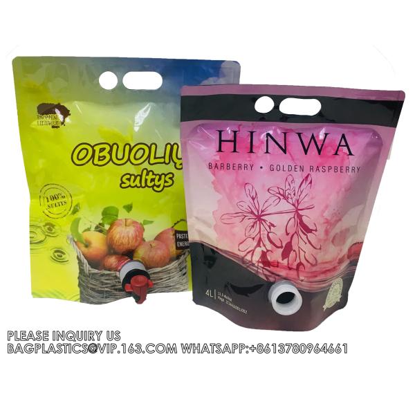 OEM Aluminum Foil Biodegradable 1.5L 3L 5L 10L Wine Drinking Stand Up With Valve