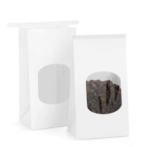 Kraft Paper Coffee Beans Packaging Paper Bags With PVC Transparent Clear Window